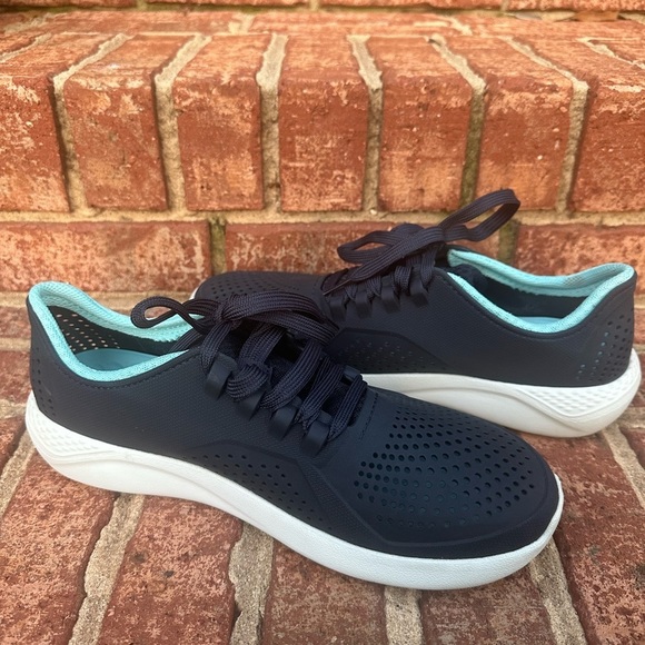 CROCS Shoes - Crocs LiteRide Women Sz 10 Sneaker Tennis Shoe Navy Lace Up Athletic Low Casual